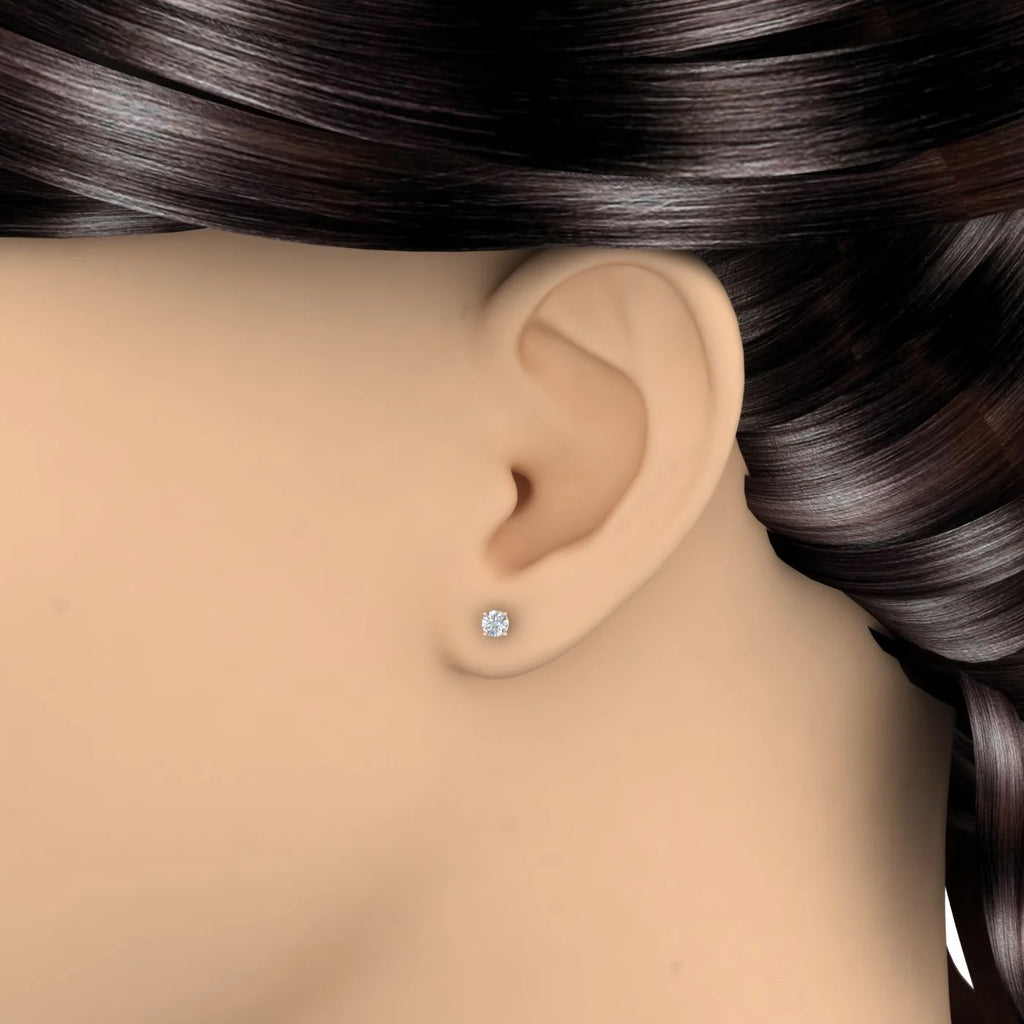 1/2 Carat Natural Round Diamond Stud Earrings in 14K Gold (Screw Back) M586