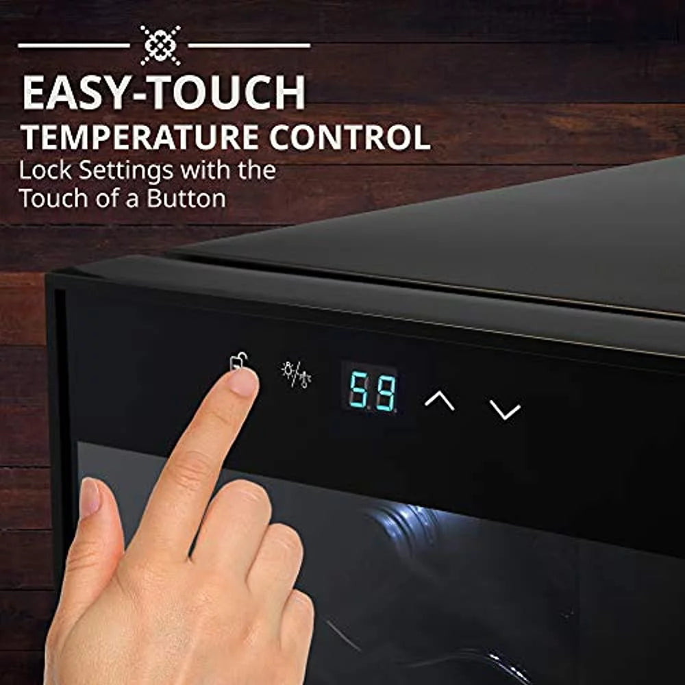 12 Bottle Compressor Wine Cooler Refrigerator with Lock, Black F380