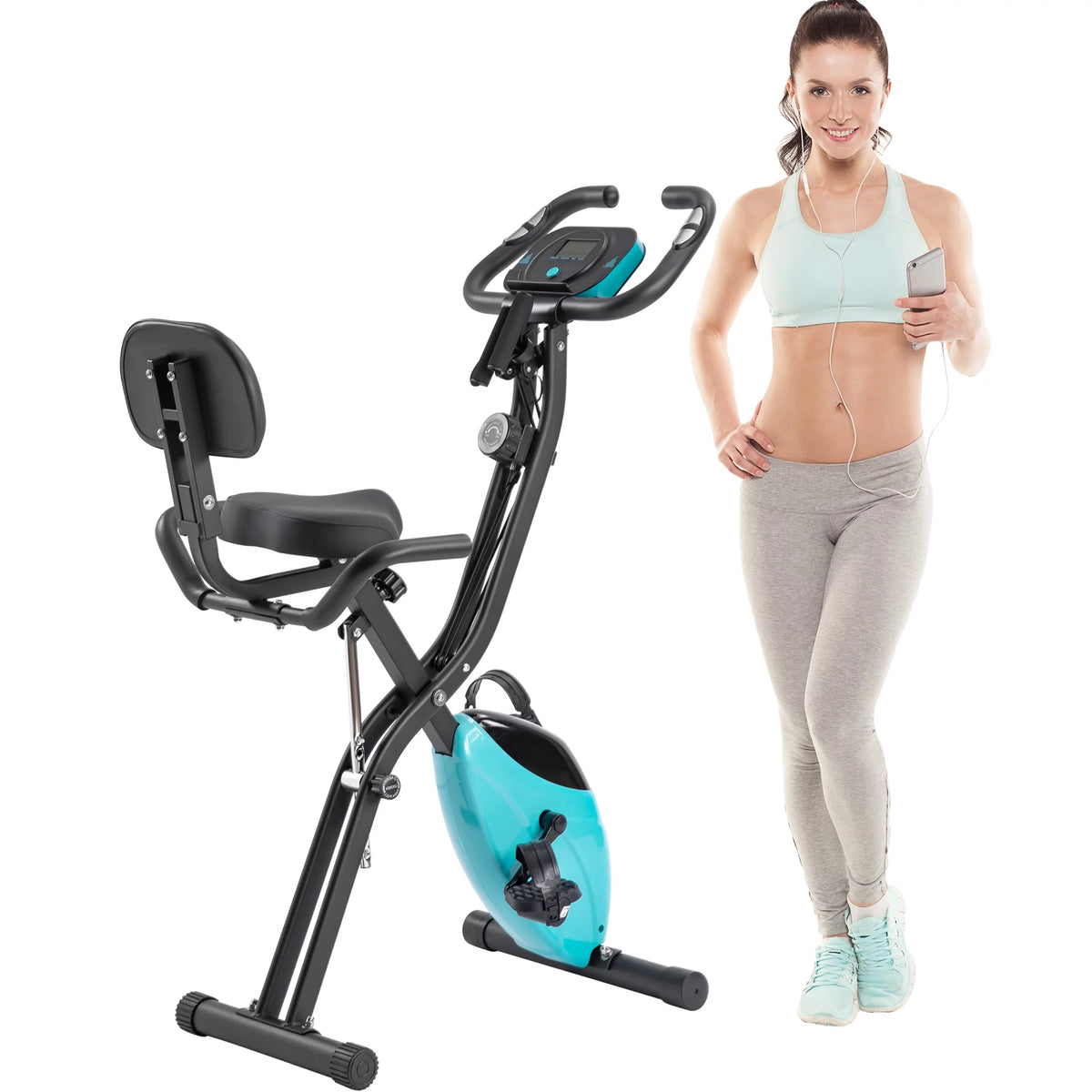 Folding Exercise Bike with Adjustable Resistance and Backrest B257