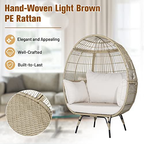 Oversized Wicker Egg Chair with 4 Cushions E4733