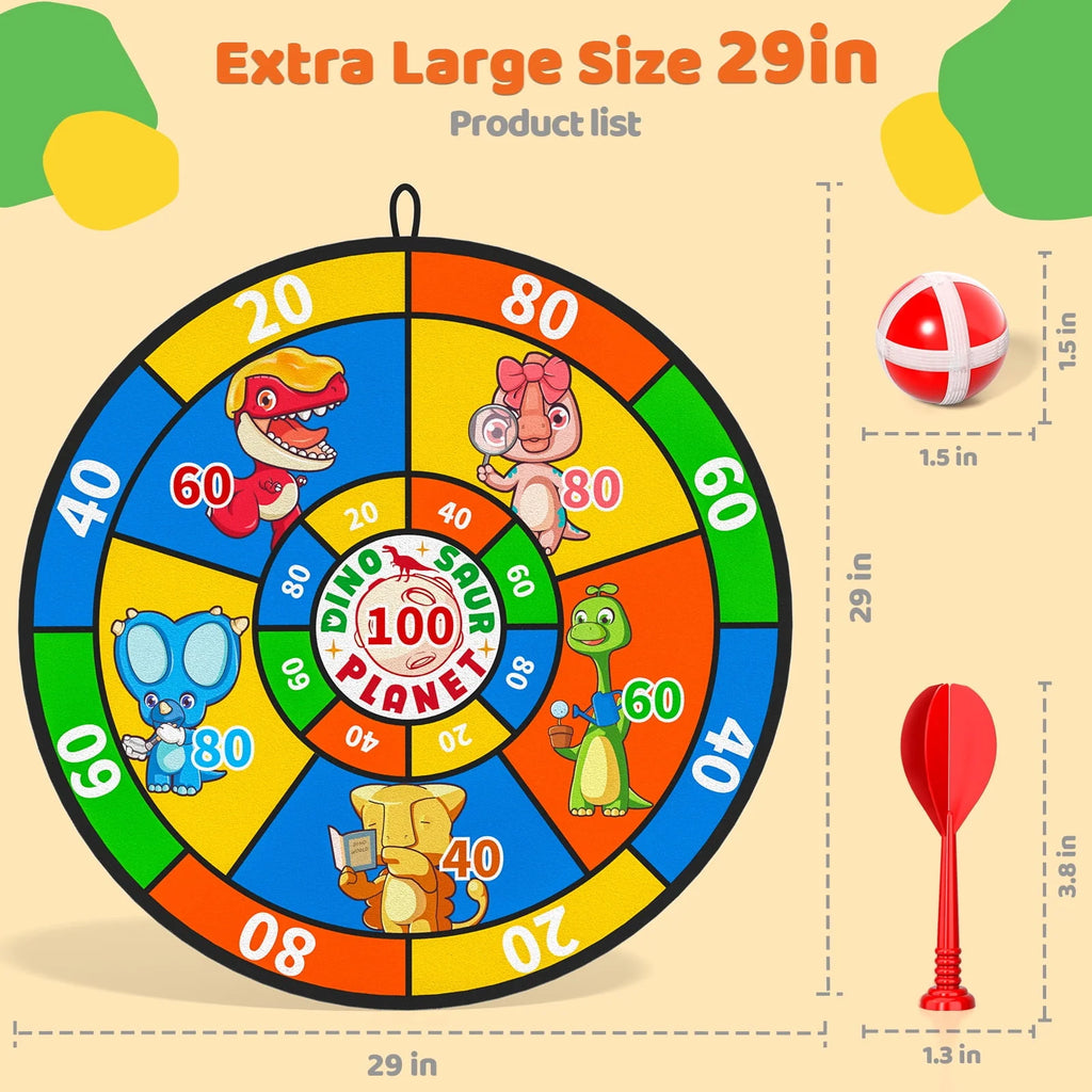 Large Double Sided Dart Board with 20 Sticky Balls, 8 Darts R683