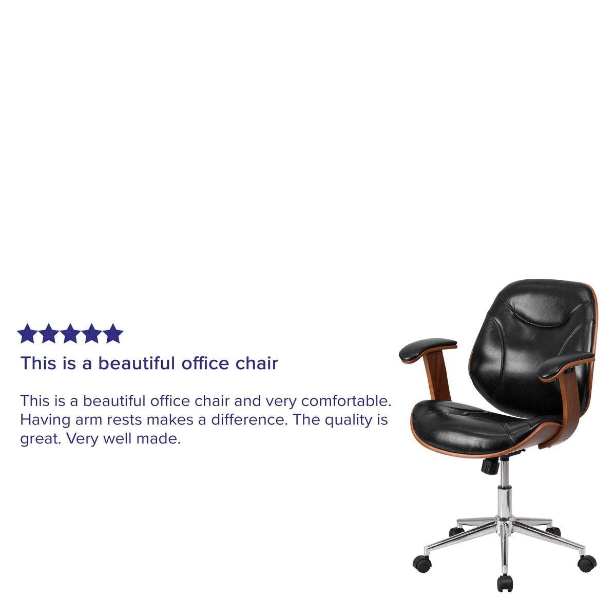 Black Faux Leather Ergonomic Office Chair G239409