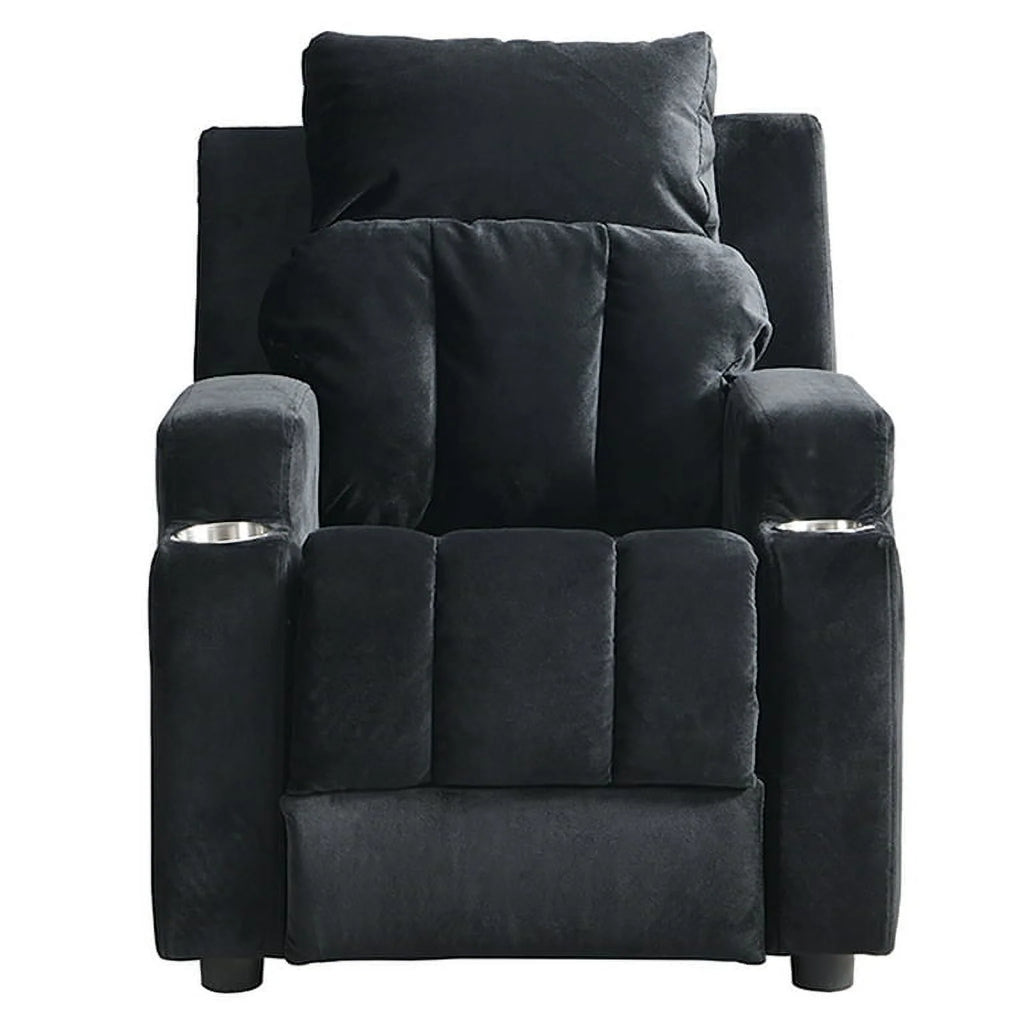 Kids Velvet Recliner Chair with Cup Holder and Footrest D997