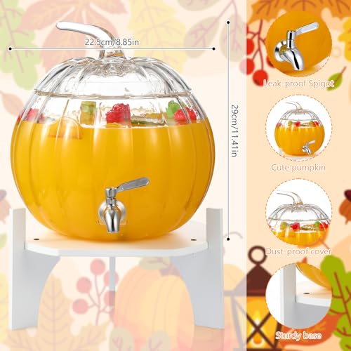 2 Gallon Pumpkin Glass Drink Dispenser with Stand R55340