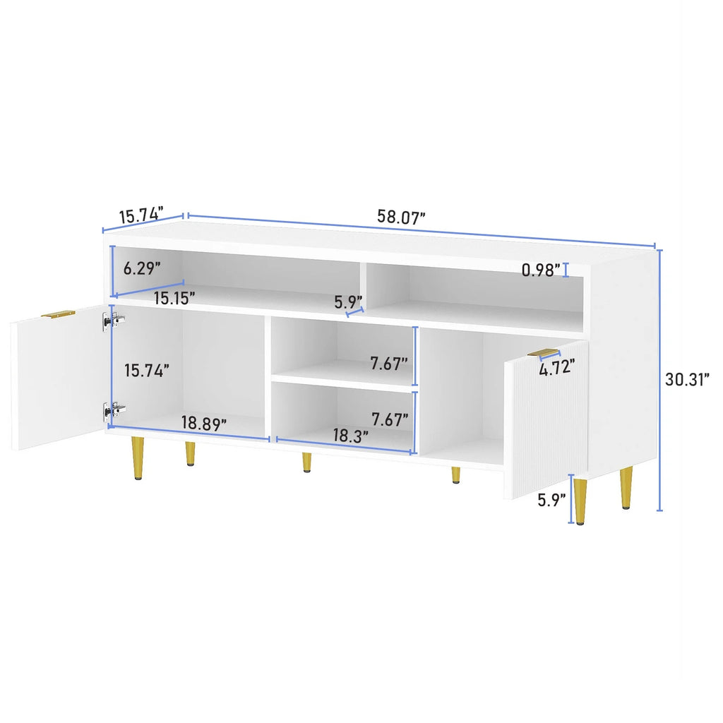 White Wood TV Stand for 55 60 65 inch TV S556
