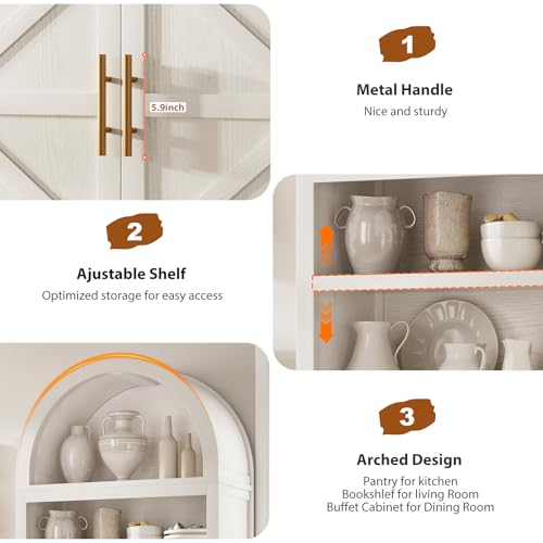 Brown Pantry Storage Cabinet with Drawers Doors and Shelves J98321