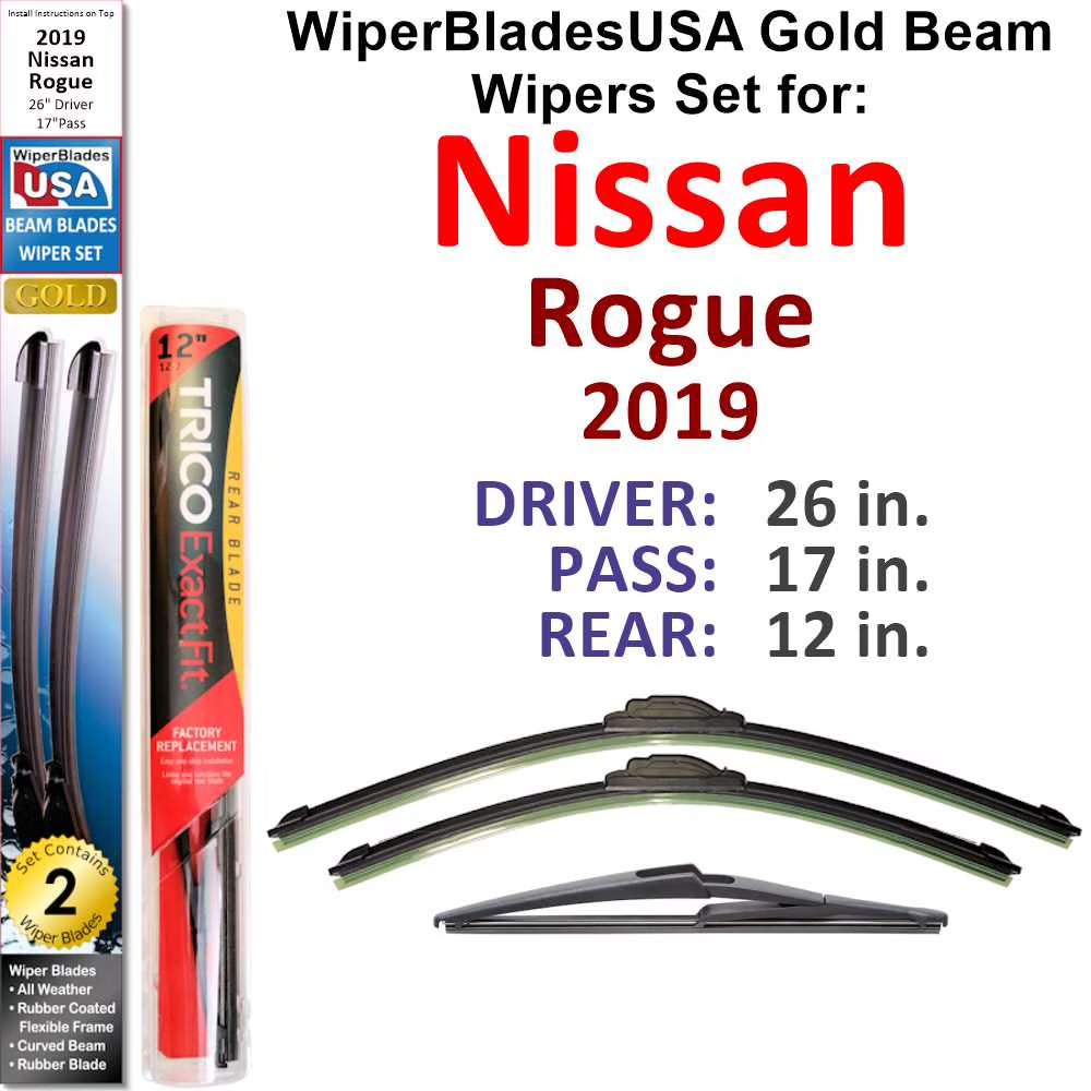 Beam Wiper Blades Set of 3 with Rear Wiper X366577