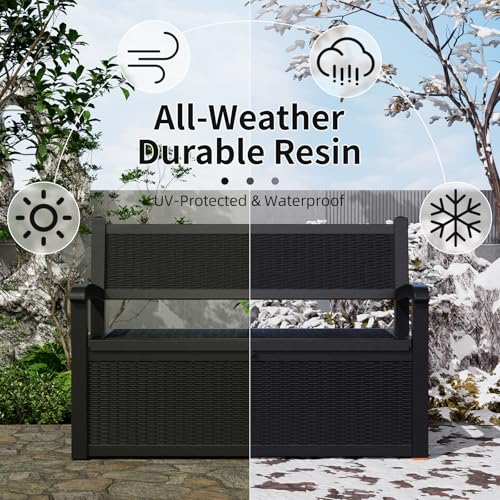 75 Gallon Black Storage Bench Deck Box H42392