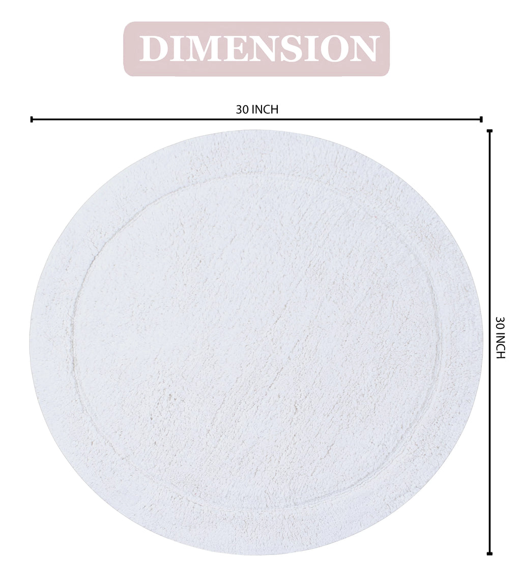 100% Cotton Tufted Non-Slip Bath Rug, 30" Round, White Q390524