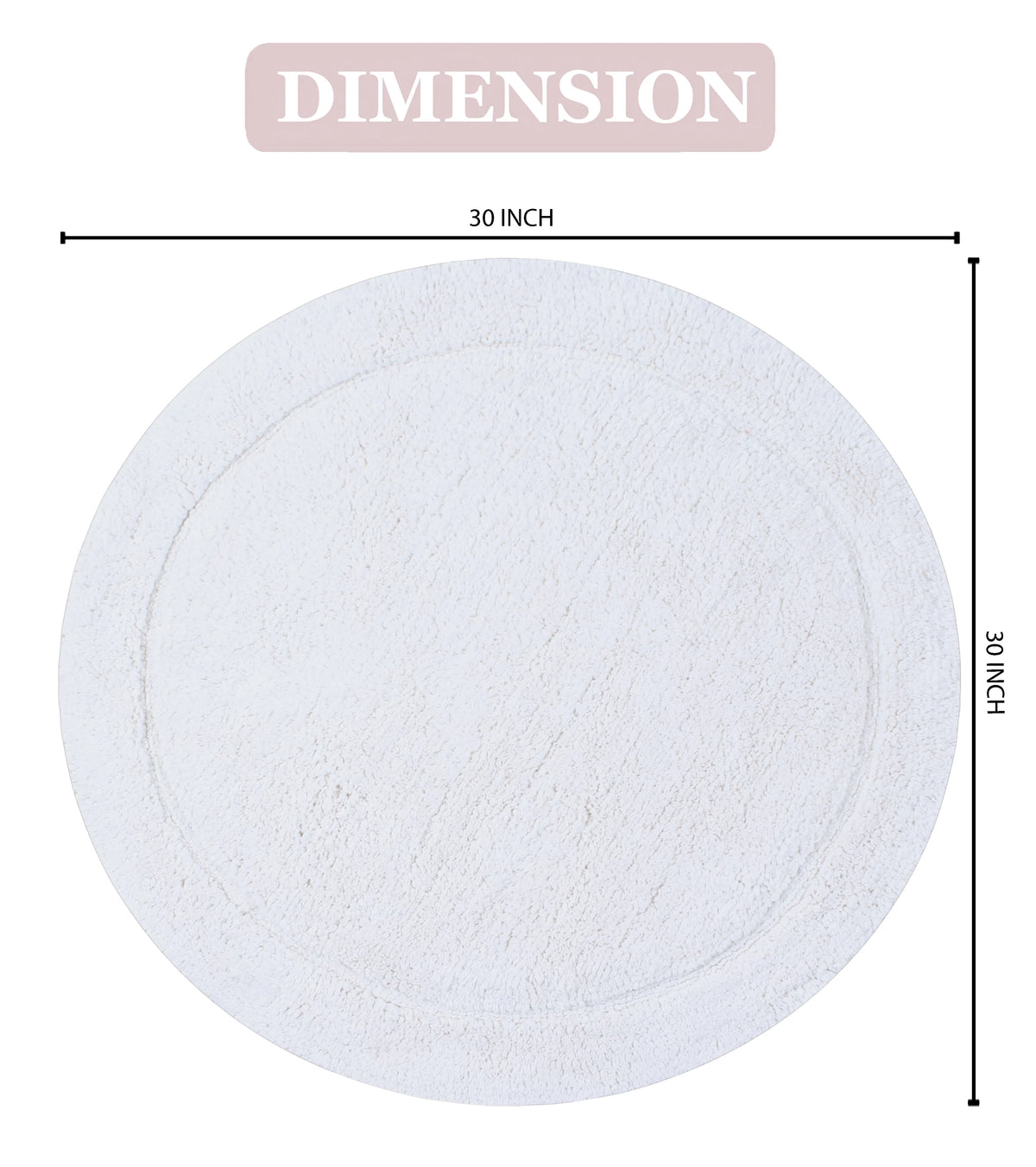 100% Cotton Tufted Non-Slip Bath Rug, 30" Round, White Q390524
