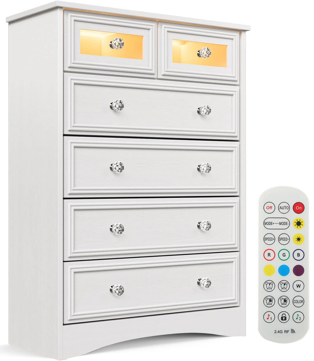 White 6 Drawer Dresser B55468