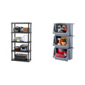 4-Shelf Heavy Duty Plastic Storage Shelves Black B3589