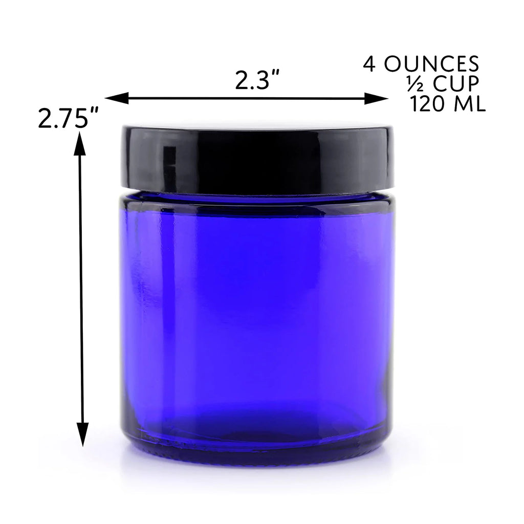 Cobalt Blue Glass Cosmetic Jars 12-Pack G9803