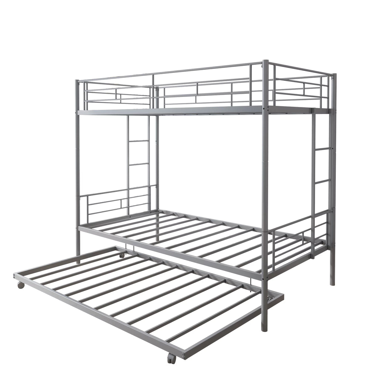 Silver Twin Over Twin Bunk Bed with Trundle E594