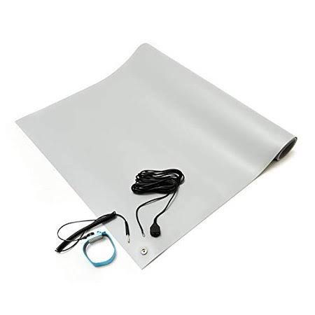 ESD Mat Kit, 30 x 30 x 0.094 Inches, Gray, Includes Wrist Strap and Ground N760