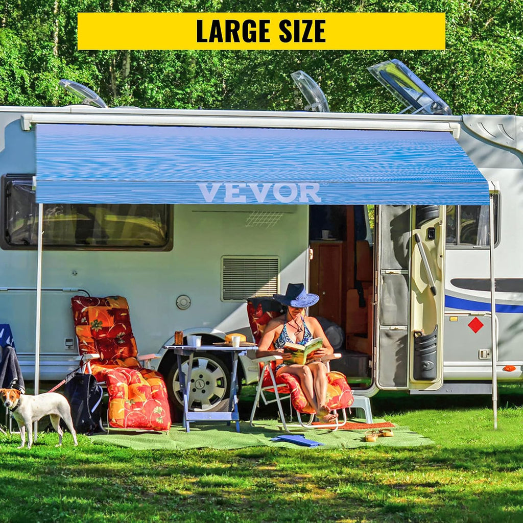 19' Camper Awning Fabric Replacement Ocean Blue Fade O1568