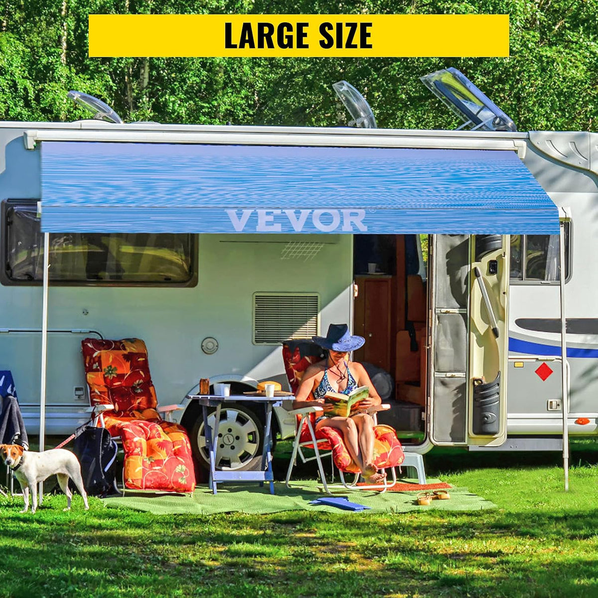 19' Camper Awning Fabric Replacement Ocean Blue Fade O1568