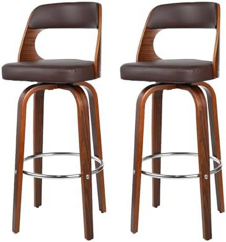 Swivel Barstools with Walnut Finish Wooden Back and Legs (Brown) D194563