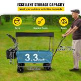 Collapsible Wagon Cart Black with Removable Canopy Oxford Cloth X73950
