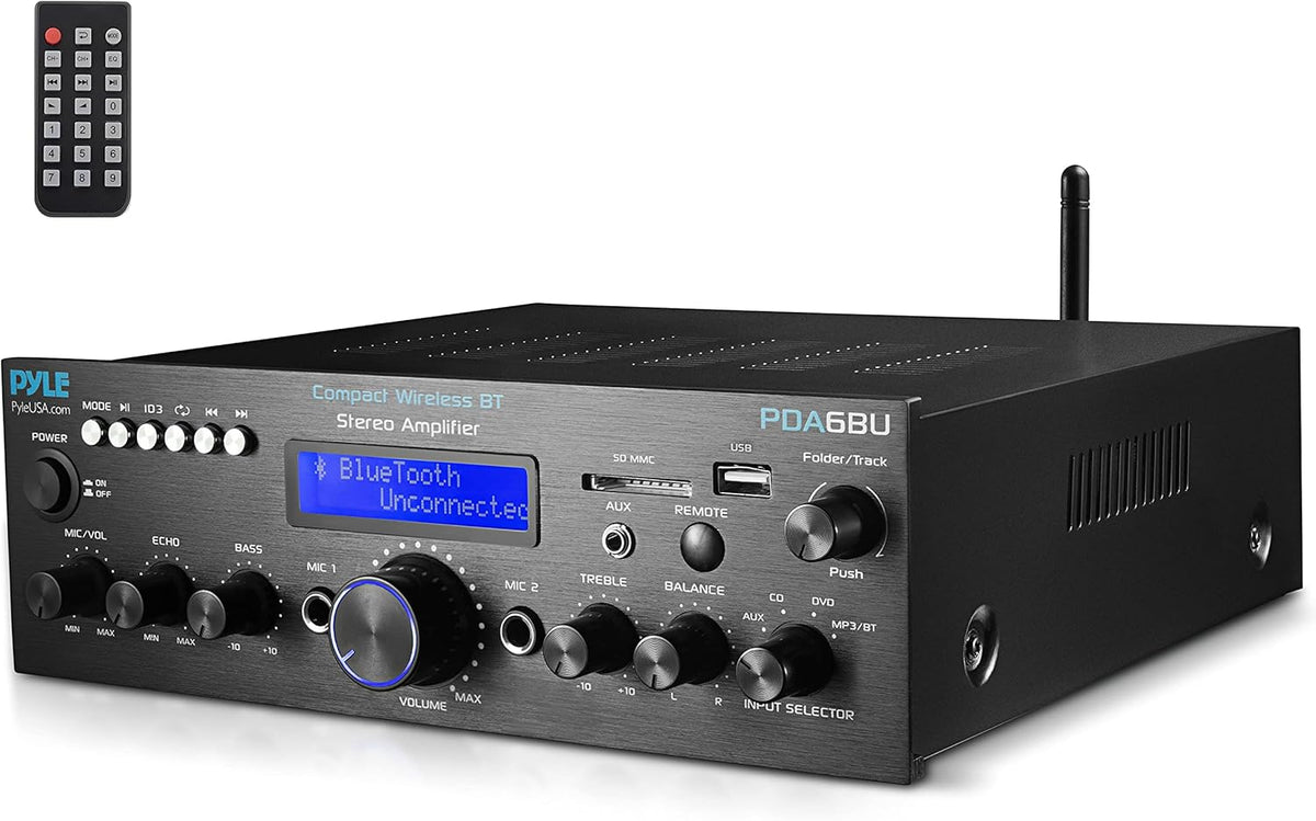 200W Dual Channel Bluetooth Power Amplifier Receiver with USB, SD, AUX, MIC, Radio, LCD U809