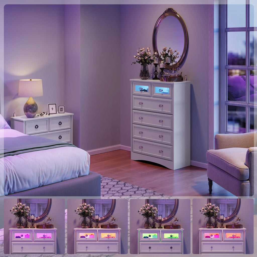 White 6 Drawer Dresser B55468