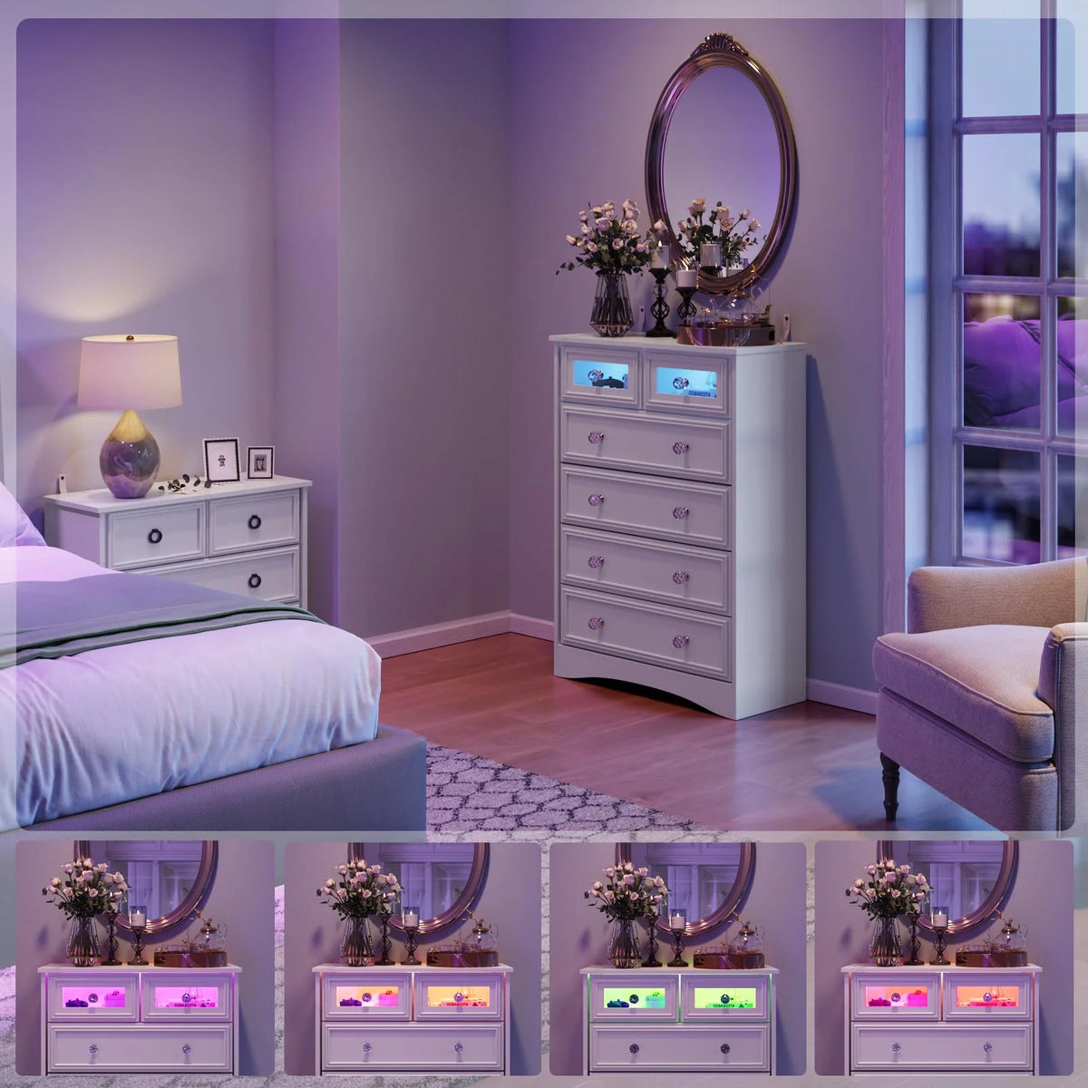 White 6 Drawer Dresser B55468