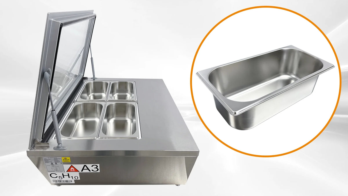 4 pan Countertop Gelato Ice Cream Display J14885