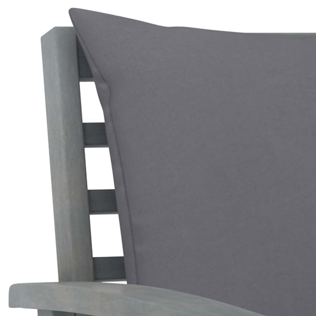 3 Piece Gray Acacia Wood Outdoor Patio Lounge Set with Cushions A9907