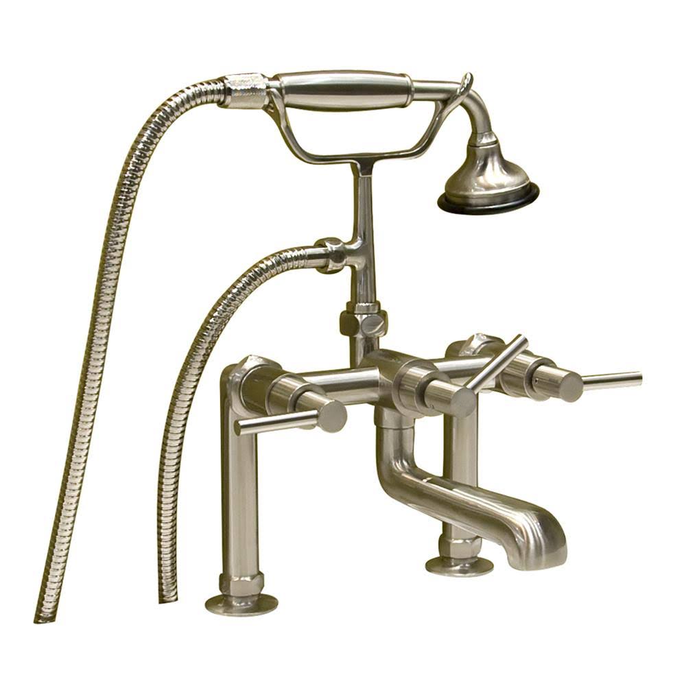 Deck Mount Tub Faucet with Lever Handles and Hand Shower L1048