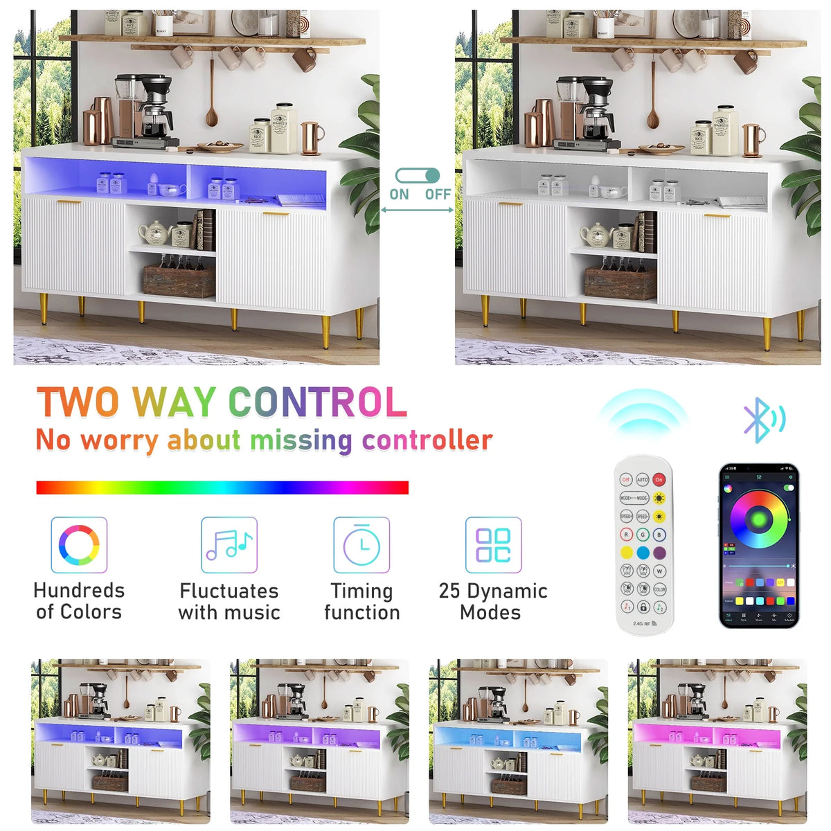White Wood TV Stand for 55 60 65 inch TV S556