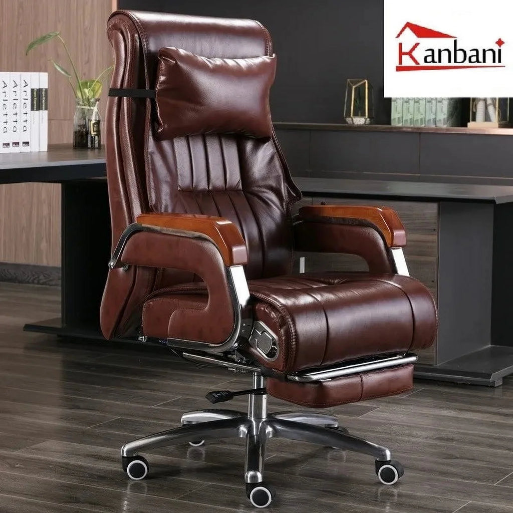 Cowhide Reclining Massage Office Chair P98153