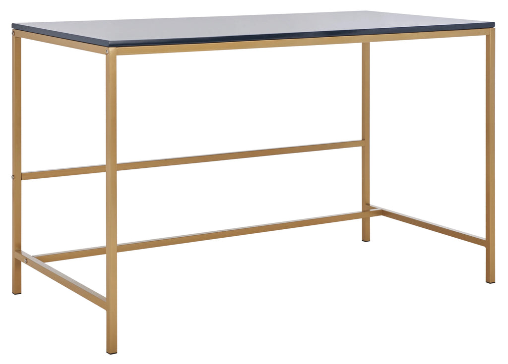Navy Gold Wood Writing Desk O449