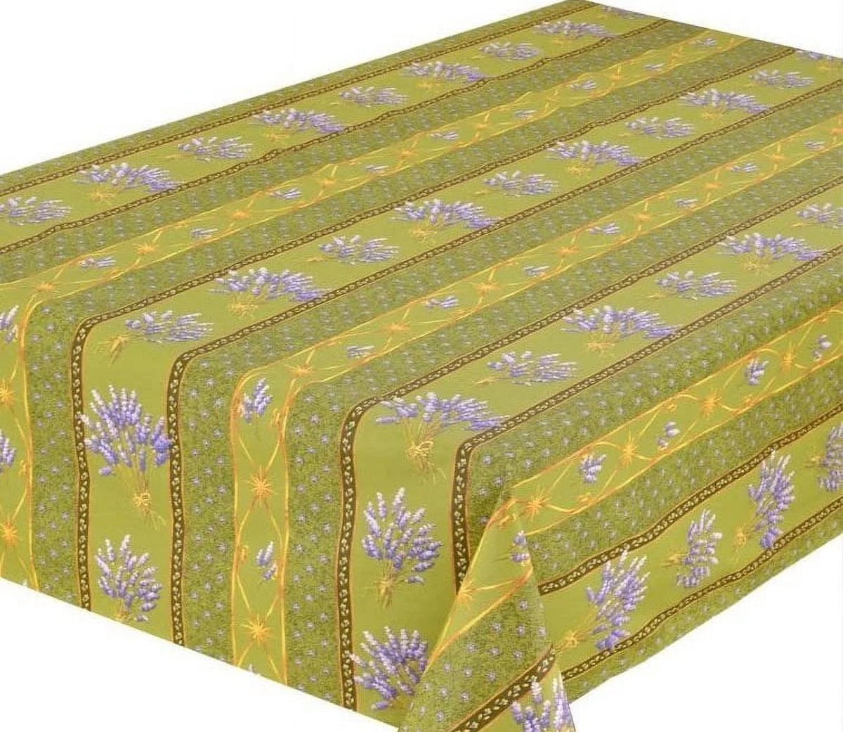 French Provence Tablecloth 60" x 84" Rectangular Coated Cotton Lavender Green K2269