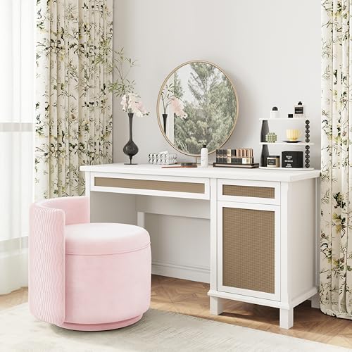 Velvet Upholstered Swivel Accent Chair with Storage H652