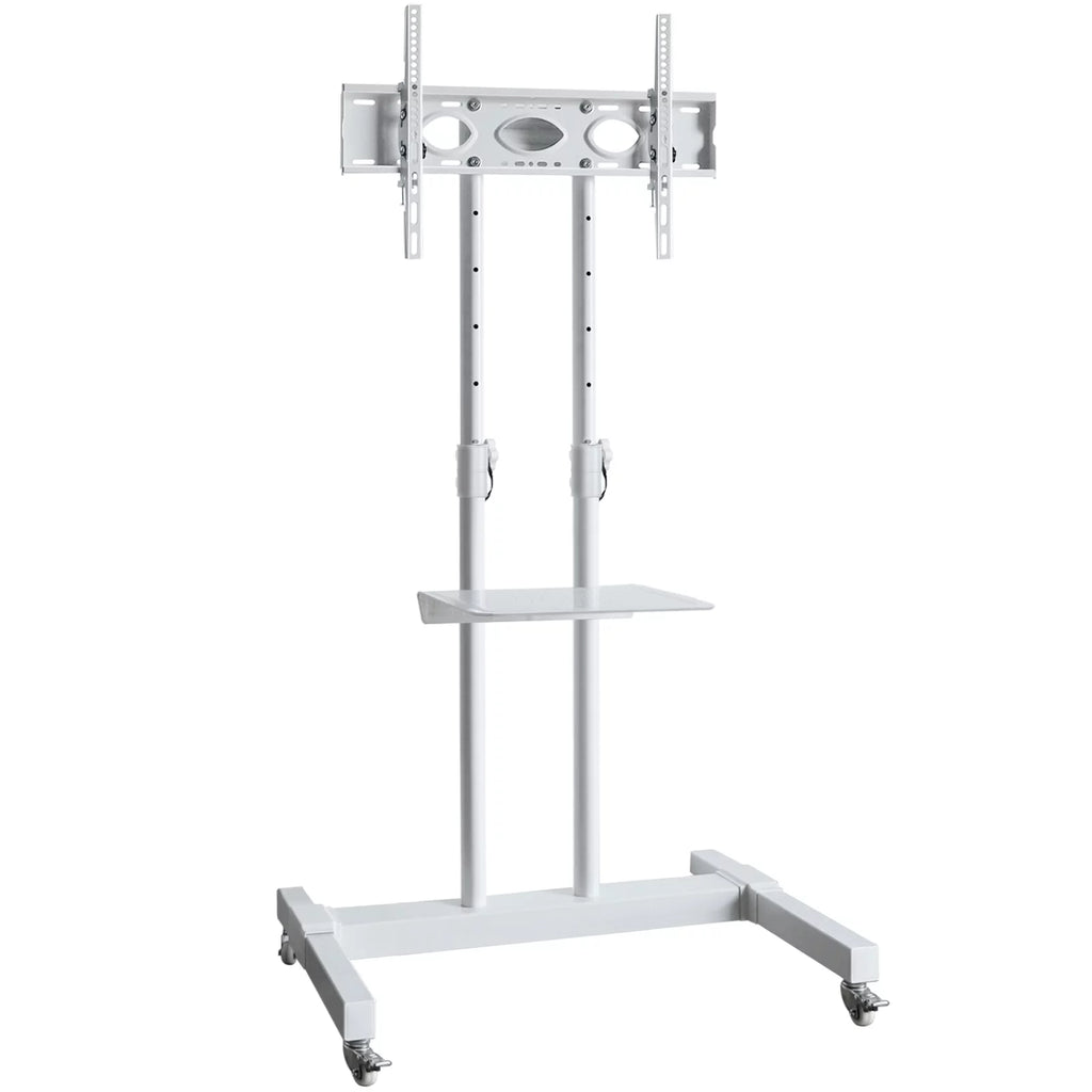 Tall TV Stand with Wheels for 32 to 85 Inch Flat Panel TVs, White Shelf E3305