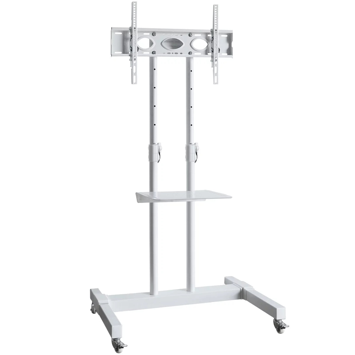Tall TV Stand with Wheels for 32 to 85 Inch Flat Panel TVs, White Shelf E3305