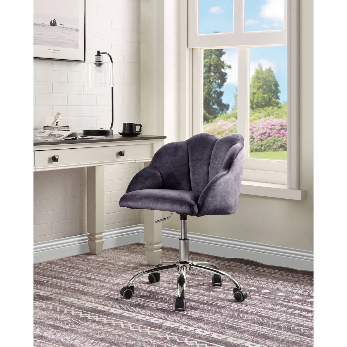 Dark Gray Velvet Office Chair Q40033