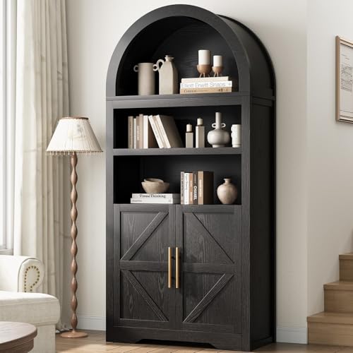 Brown Pantry Storage Cabinet with Drawers Doors and Shelves J98321