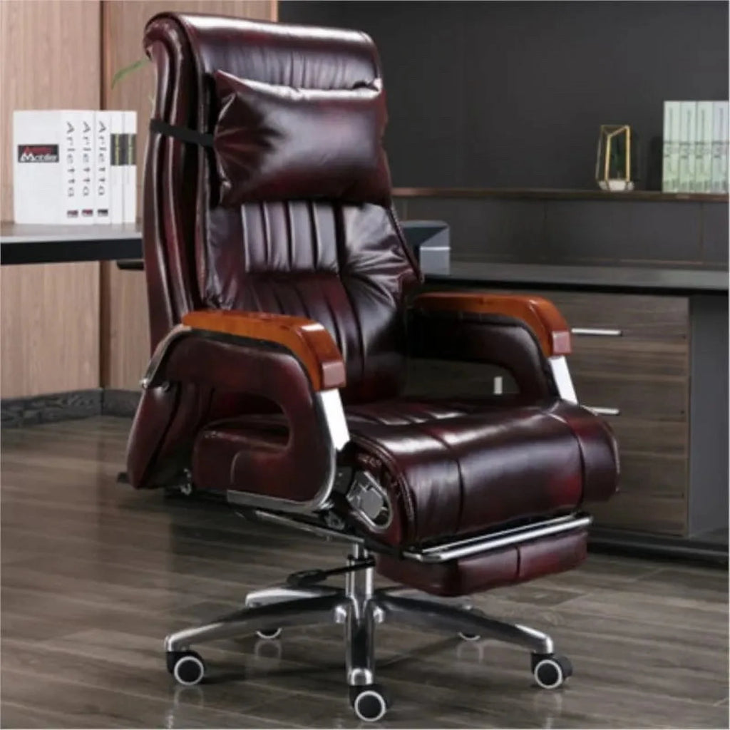 Cowhide Reclining Massage Office Chair P98153