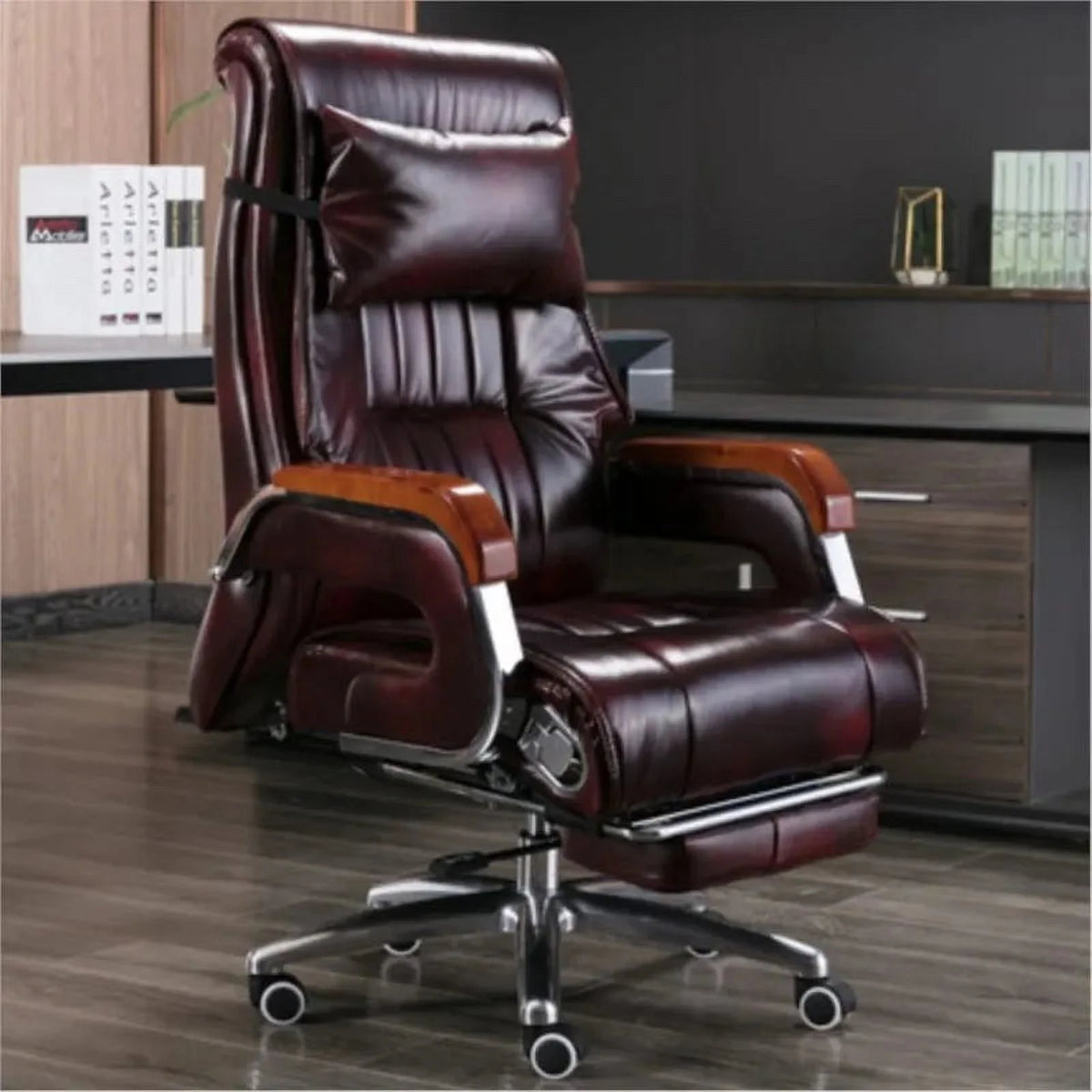 Cowhide Reclining Massage Office Chair P98153