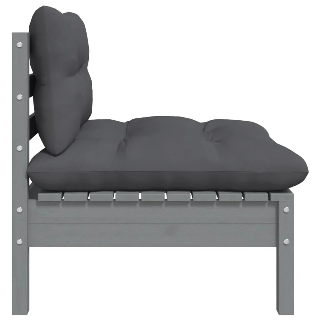 Solid Pinewood Patio Sofa with Anthracite Cushions X53020