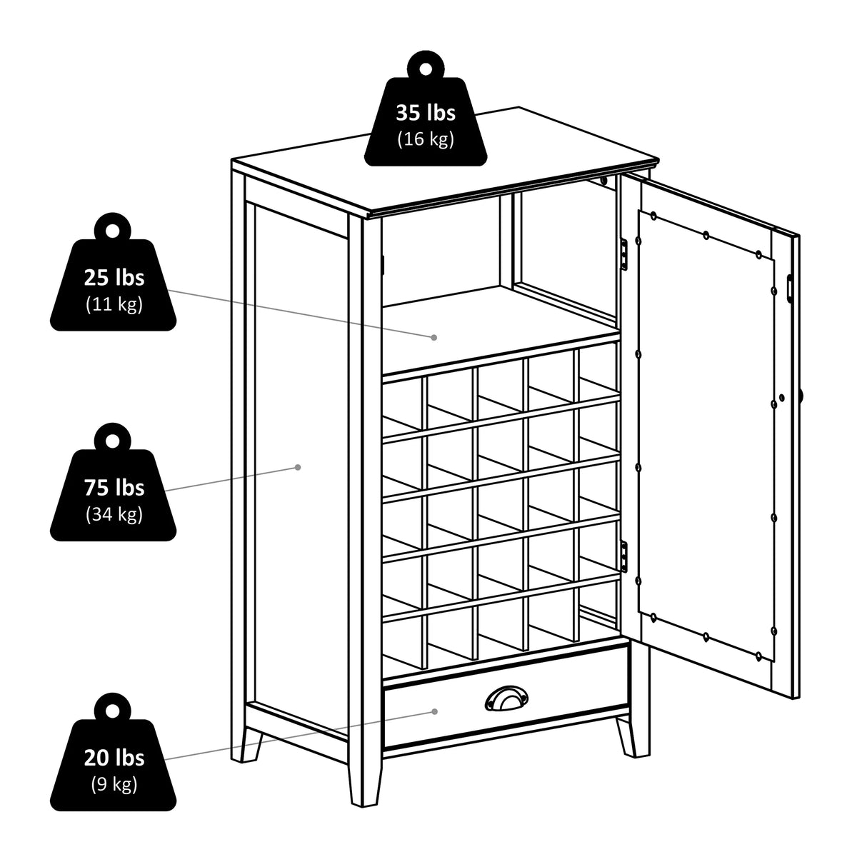 25-Bottle Modular Wine Cabinet A55039