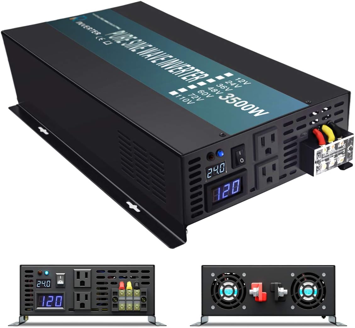 3500W Pure Sine Wave Power Inverter 24V DC to 120V AC Converter X71671