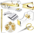 Acrylic Office Supplies Set with Stapler Tape Dispenser Binder Clips Paper Clips Pen Scissors and 1000 Staples I25371
