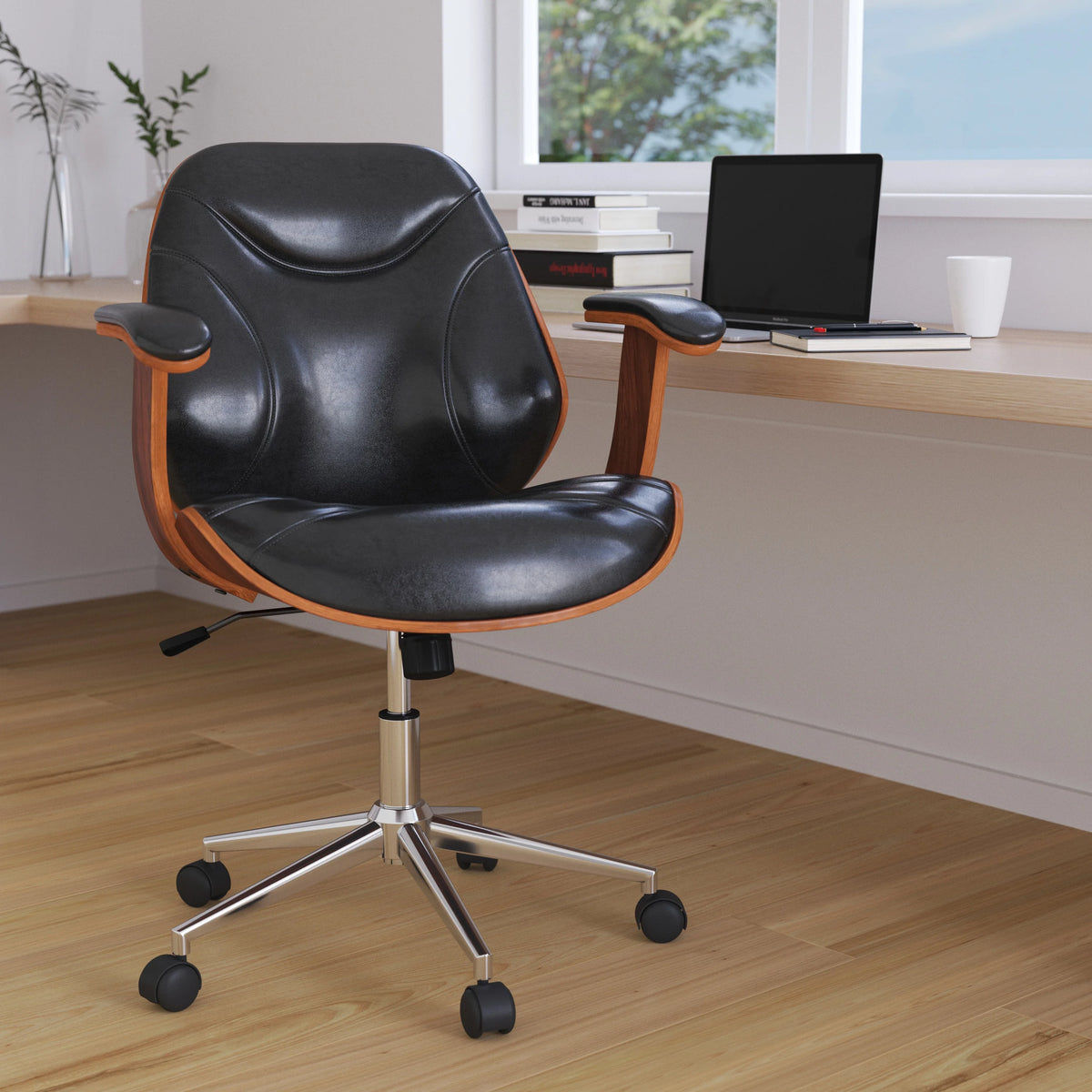 Black Faux Leather Ergonomic Office Chair G239409
