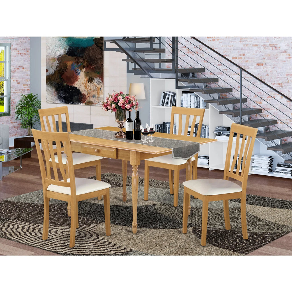 5 Pc Wood Dining Table Set with Faux Leather Seat N752824