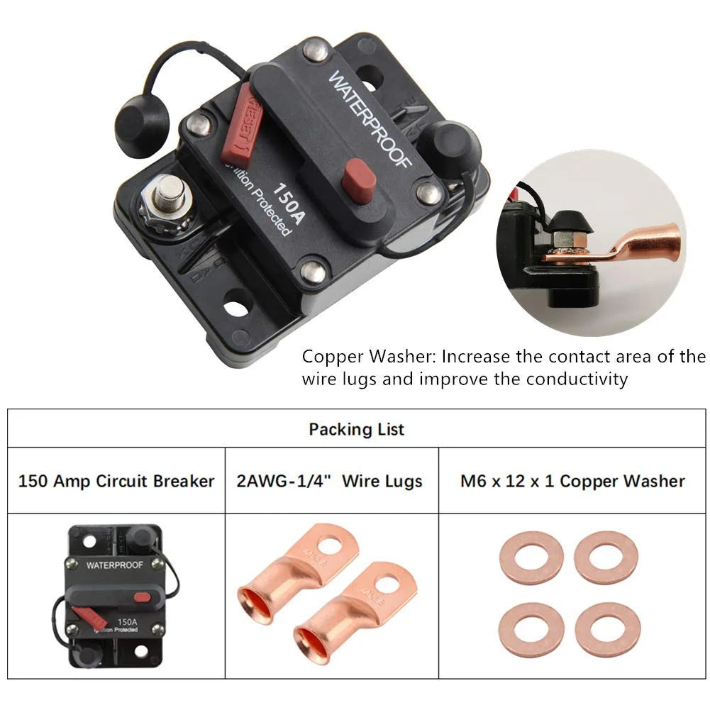 150 Amp Circuit Breaker with Manual Reset Waterproof Y9045