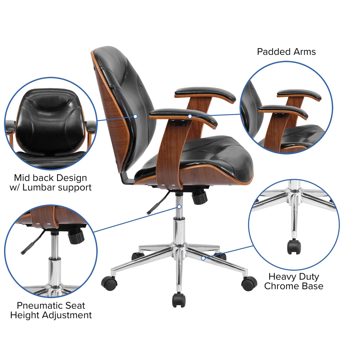 Black Faux Leather Ergonomic Office Chair G239409