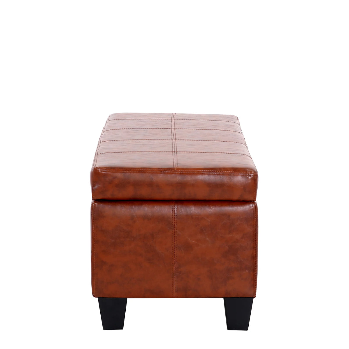 Brown Faux Leather Storage Ottoman Bench D724