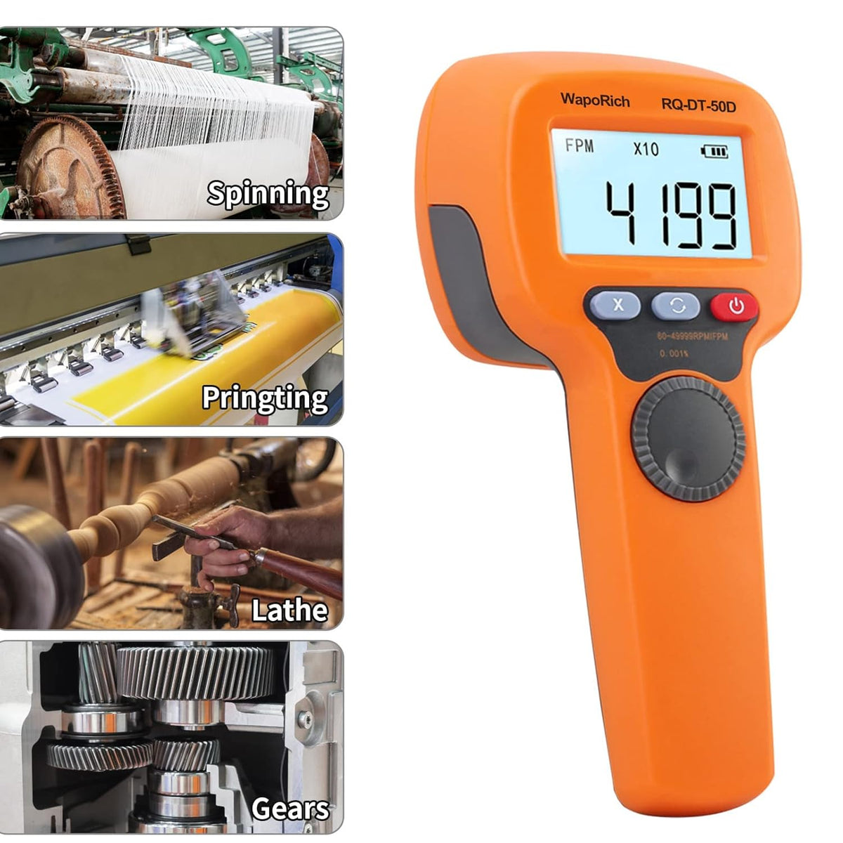 Rechargeable LED Flash Strobe Tachometer 60-49999 FPM V7702